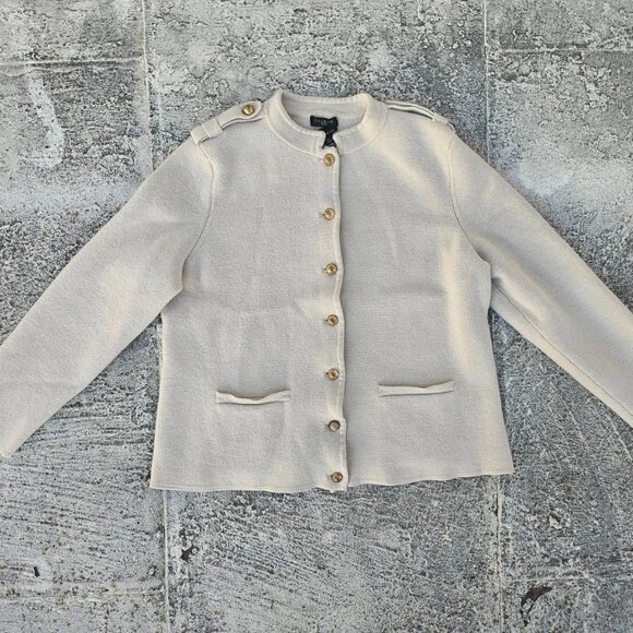Talbots Sweaters - Pure Merino Wool Talbots Ladies Sweater Long Sleeve Gold Tone Button XLP Petite